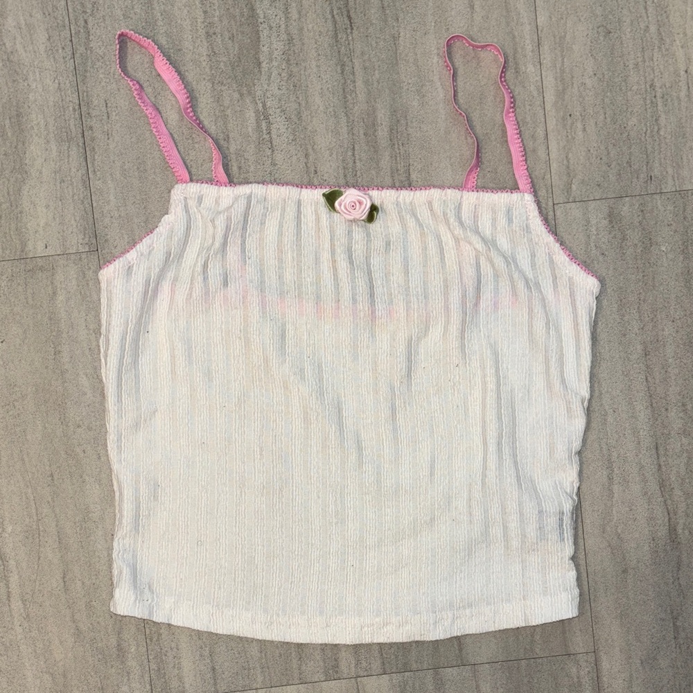 White and Pink Sleeveless Top